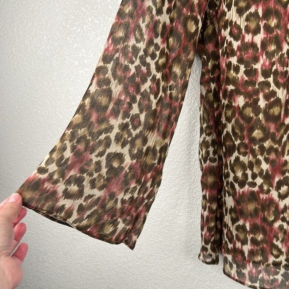Lane Bryant Leopard Gold Sequin V-Neck Sheer Summer Beach Cover Up Size 22/24 - Picture 3 of 5